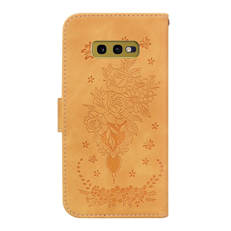 For Samsung Galaxy S10e Butterfly Rose Embossed Leather Phone Case