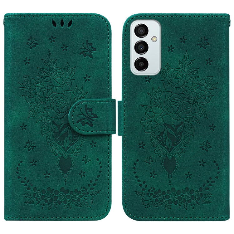For Samsung Galaxy M23 / F23 Butterfly Rose Embossed Leather Phone Case