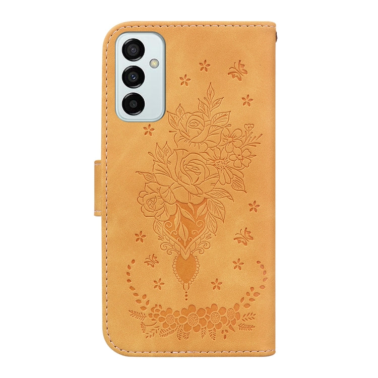 For Samsung Galaxy M23 / F23 Butterfly Rose Embossed Leather Phone Case