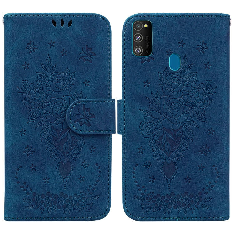 For Samsung Galaxy M30s / M21 Butterfly Rose Embossed Leather Phone Case