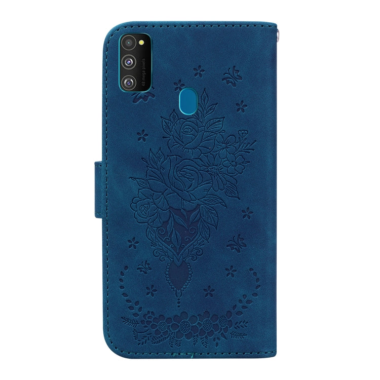 For Samsung Galaxy M30s / M21 Butterfly Rose Embossed Leather Phone Case