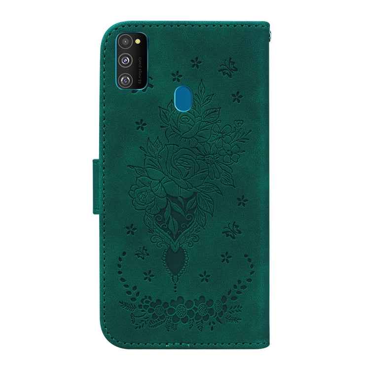 For Samsung Galaxy M30s / M21 Butterfly Rose Embossed Leather Phone Case