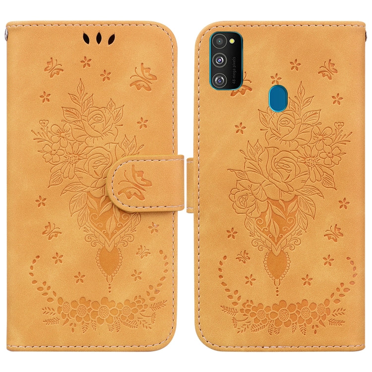 For Samsung Galaxy M30s / M21 Butterfly Rose Embossed Leather Phone Case