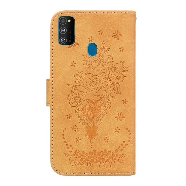 For Samsung Galaxy M30s / M21 Butterfly Rose Embossed Leather Phone Case