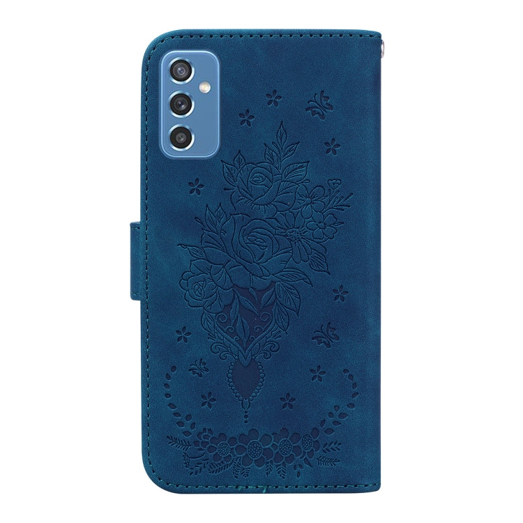 For Samsung Galaxy M52 5G Butterfly Rose Embossed Leather Phone Case