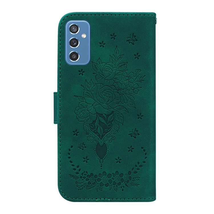 For Samsung Galaxy M52 5G Butterfly Rose Embossed Leather Phone Case