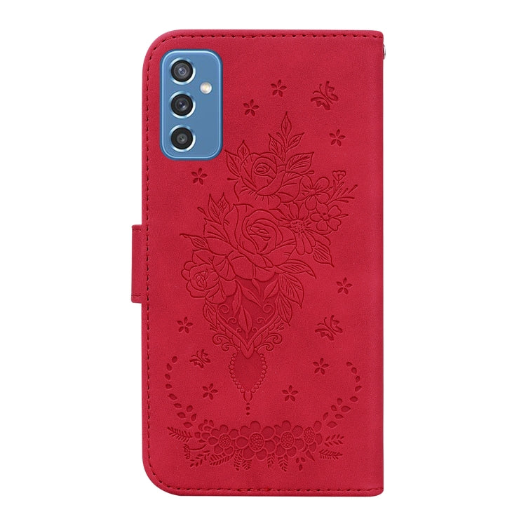 For Samsung Galaxy M52 5G Butterfly Rose Embossed Leather Phone Case