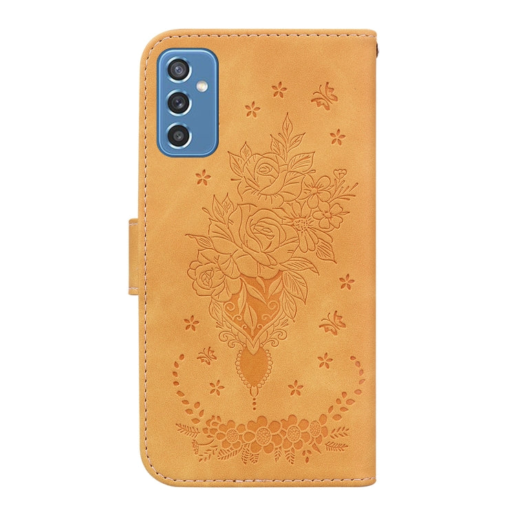 For Samsung Galaxy M52 5G Butterfly Rose Embossed Leather Phone Case