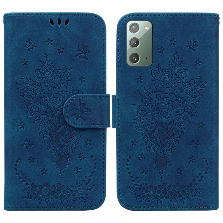 For Samsung Galaxy Note20 Butterfly Rose Embossed Leather Phone Case