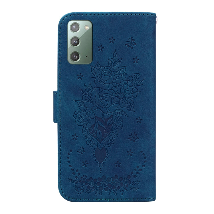 For Samsung Galaxy Note20 Butterfly Rose Embossed Leather Phone Case