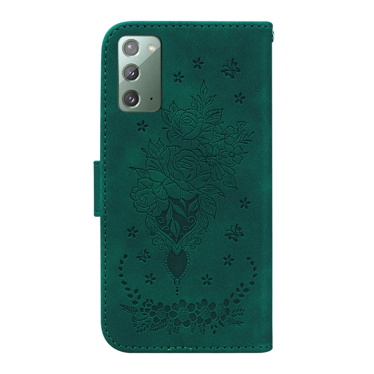 For Samsung Galaxy Note20 Butterfly Rose Embossed Leather Phone Case
