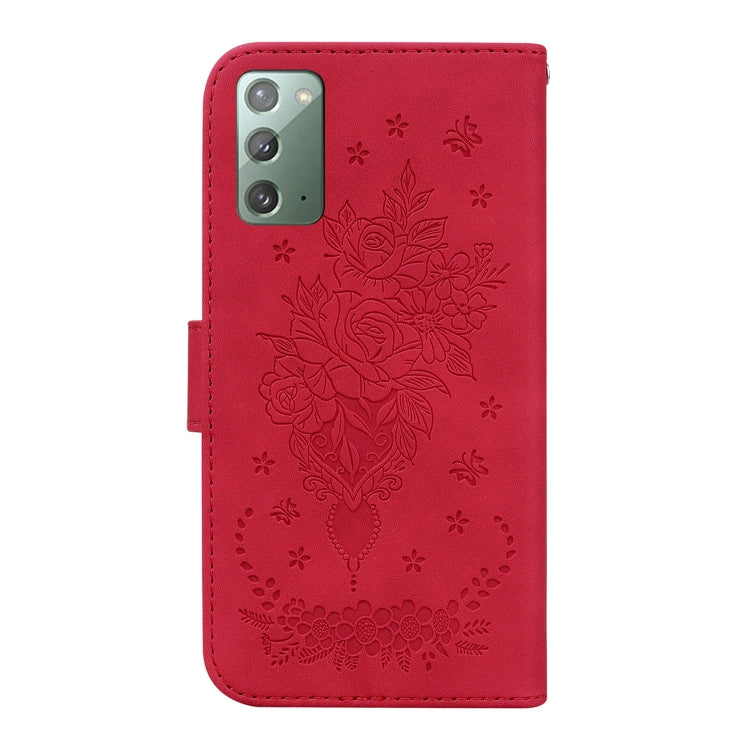 For Samsung Galaxy Note20 Butterfly Rose Embossed Leather Phone Case