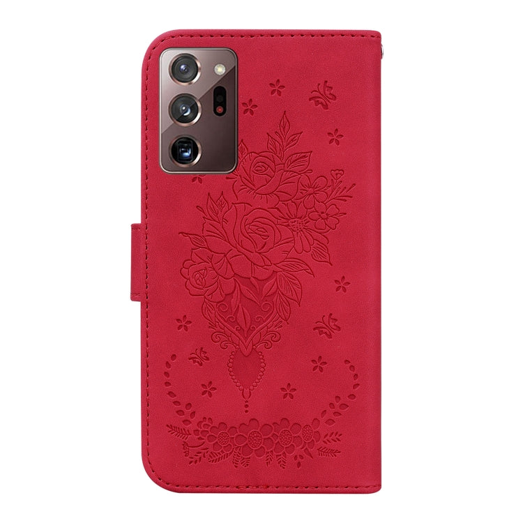 For Samsung Galaxy Note20 Ultra Butterfly Rose Embossed Leather Phone Case