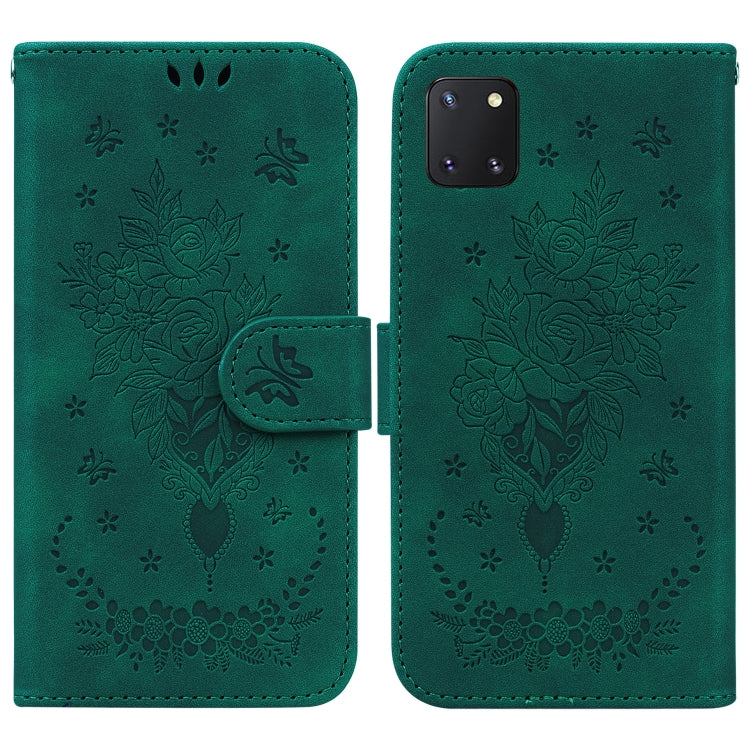 For Samsung Galaxy Note10 Lite Butterfly Rose Embossed Leather Phone Case