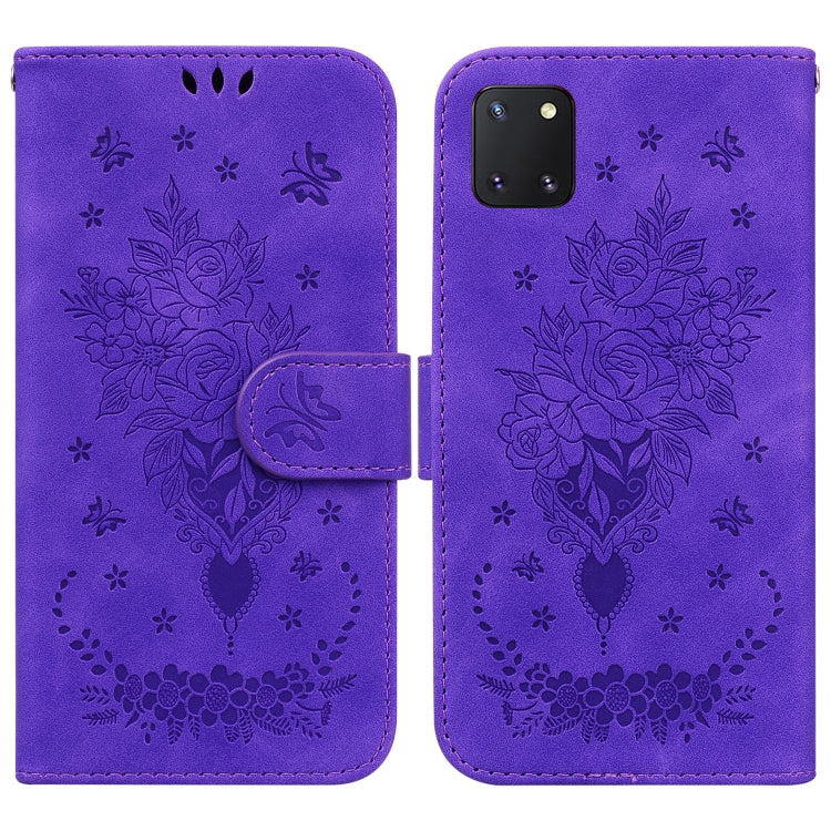 For Samsung Galaxy Note10 Lite Butterfly Rose Embossed Leather Phone Case