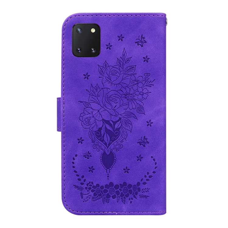 For Samsung Galaxy Note10 Lite Butterfly Rose Embossed Leather Phone Case