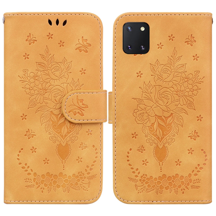 For Samsung Galaxy Note10 Lite Butterfly Rose Embossed Leather Phone Case