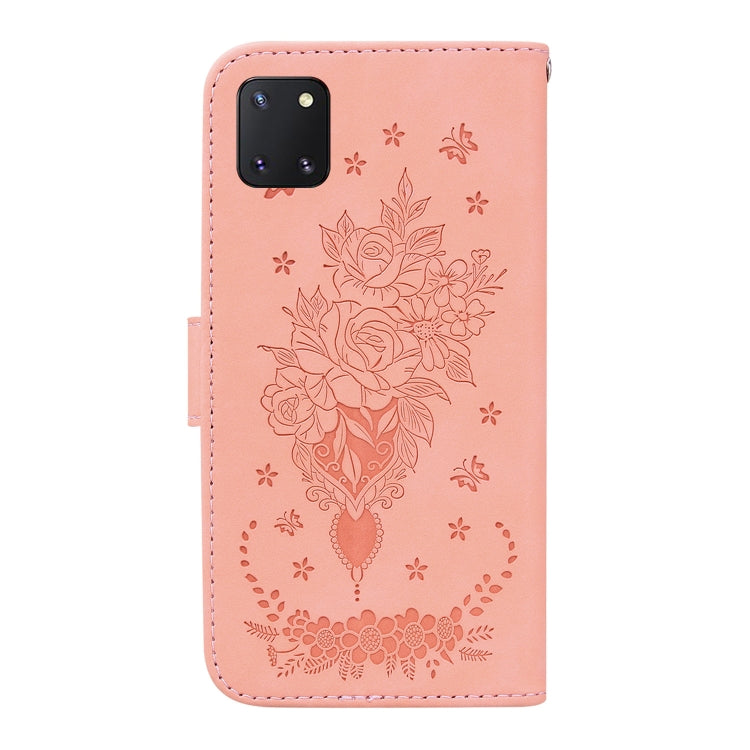 For Samsung Galaxy Note10 Lite Butterfly Rose Embossed Leather Phone Case