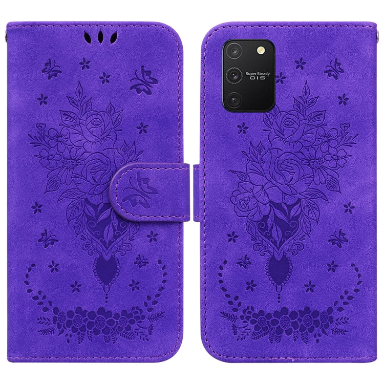 For Samsung Galaxy S10 Lite Butterfly Rose Embossed Leather Phone Case
