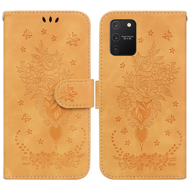 For Samsung Galaxy S10 Lite Butterfly Rose Embossed Leather Phone Case