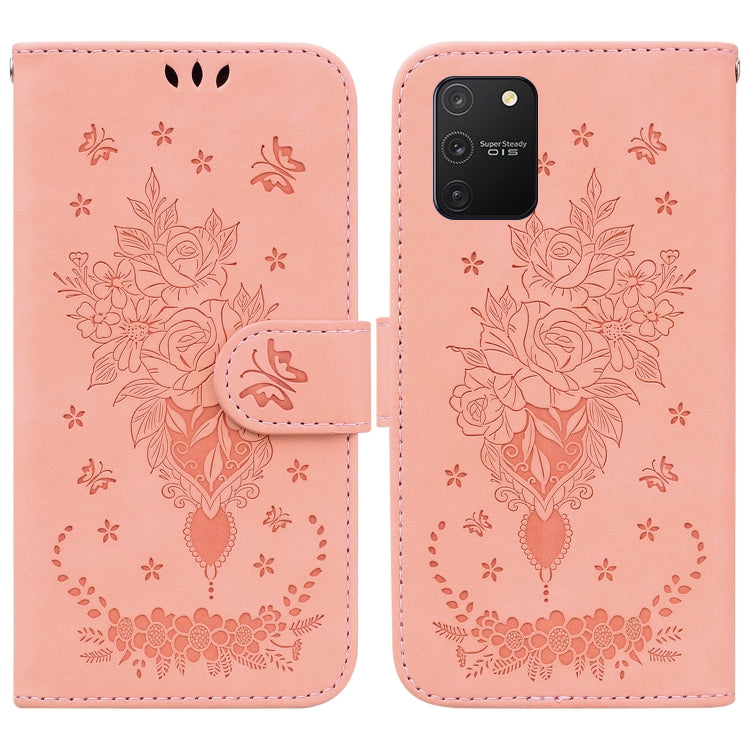 For Samsung Galaxy S10 Lite Butterfly Rose Embossed Leather Phone Case