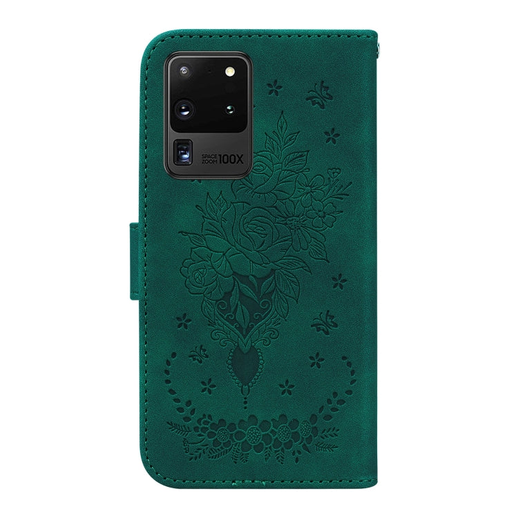 For Samsung Galaxy S20 Ultra Butterfly Rose Embossed Leather Phone Case