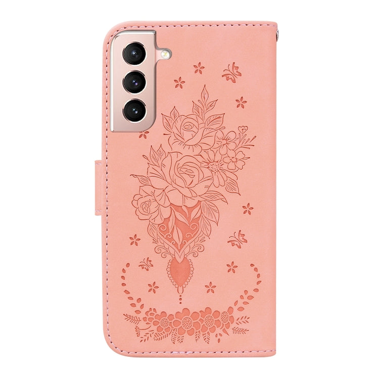 For Samsung Galaxy S21 5G Butterfly Rose Embossed Leather Phone Case