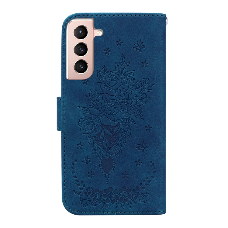 For Samsung Galaxy S21+ 5G Butterfly Rose Embossed Leather Phone Case