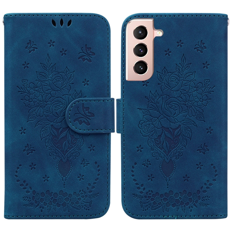 For Samsung Galaxy S22 5G Butterfly Rose Embossed Leather Phone Case