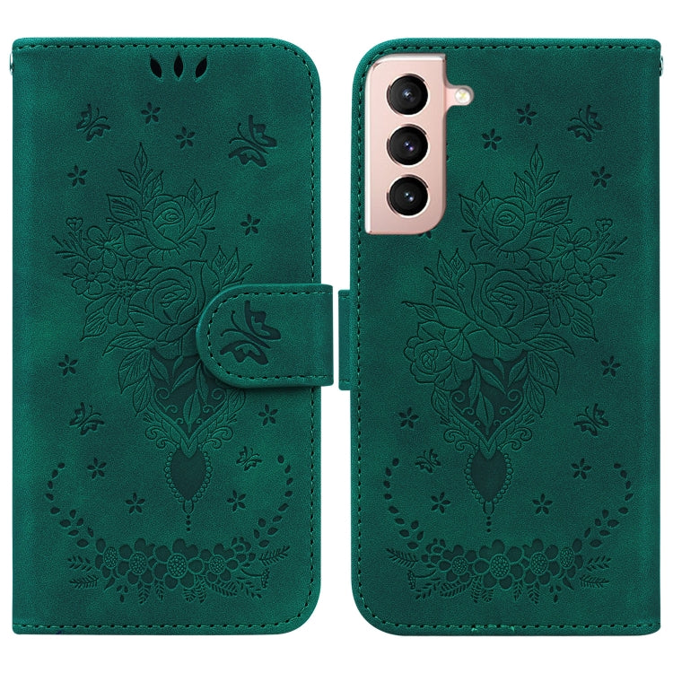 For Samsung Galaxy S22 5G Butterfly Rose Embossed Leather Phone Case