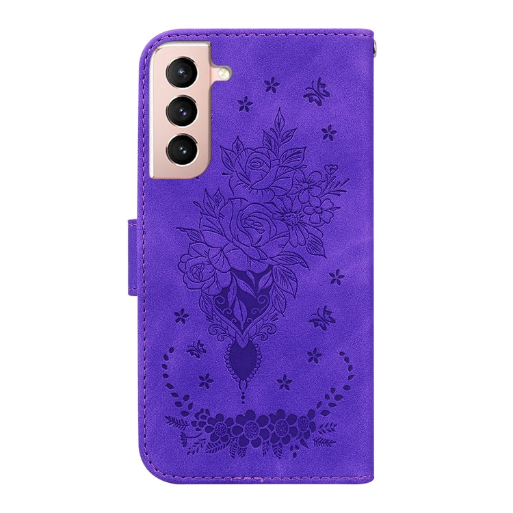 For Samsung Galaxy S22 5G Butterfly Rose Embossed Leather Phone Case