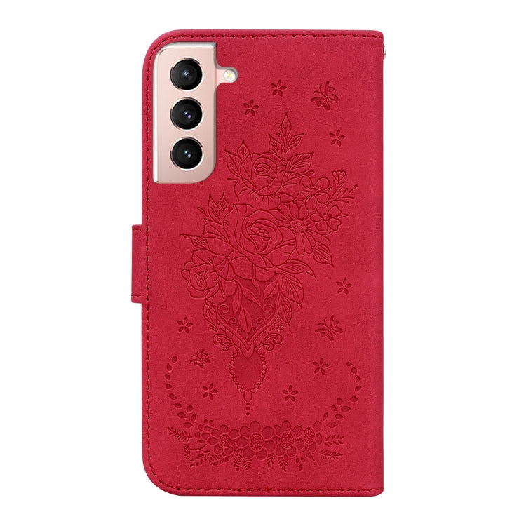 For Samsung Galaxy S22 5G Butterfly Rose Embossed Leather Phone Case