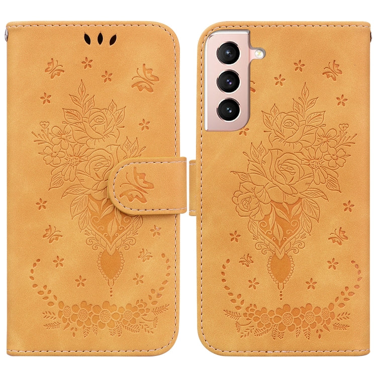 For Samsung Galaxy S22+ 5G Butterfly Rose Embossed Leather Phone Case
