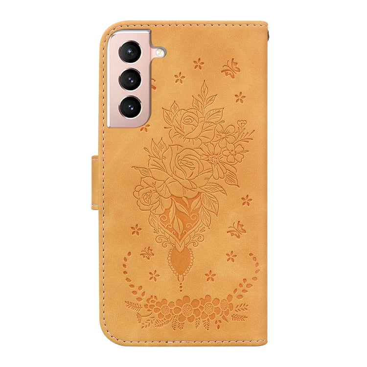 For Samsung Galaxy S22+ 5G Butterfly Rose Embossed Leather Phone Case
