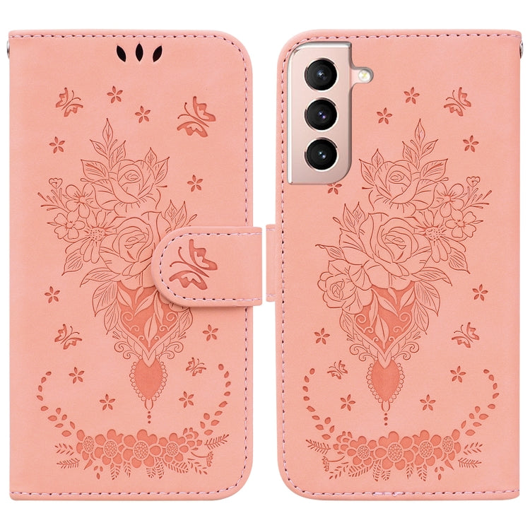 For Samsung Galaxy S22+ 5G Butterfly Rose Embossed Leather Phone Case