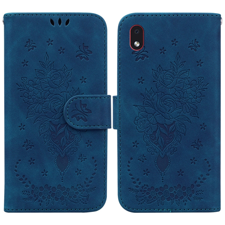 For Samsung Galaxy A01 Core / M01 Core Butterfly Rose Embossed Leather Phone Case