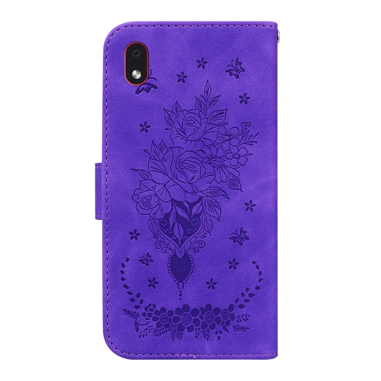 For Samsung Galaxy A01 Core / M01 Core Butterfly Rose Embossed Leather Phone Case