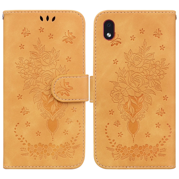For Samsung Galaxy A01 Core / M01 Core Butterfly Rose Embossed Leather Phone Case