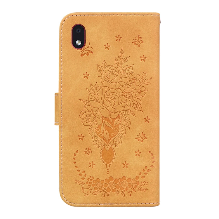 For Samsung Galaxy A01 Core / M01 Core Butterfly Rose Embossed Leather Phone Case