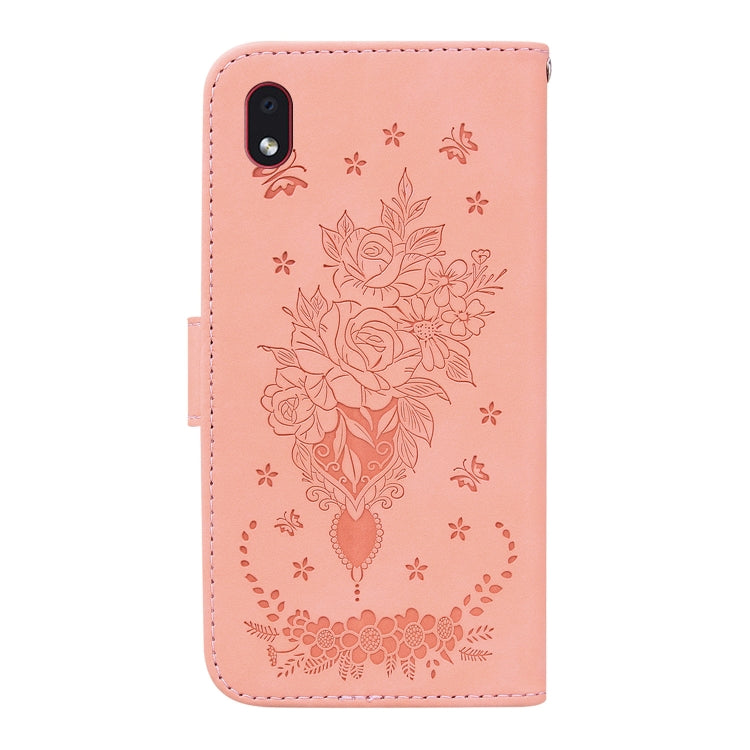 For Samsung Galaxy A01 Core / M01 Core Butterfly Rose Embossed Leather Phone Case