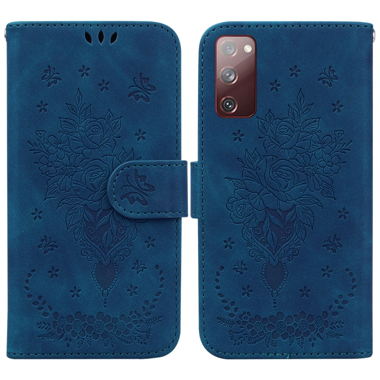 For Samsung Galaxy S20 FE 5G Butterfly Rose Embossed Leather Phone Case
