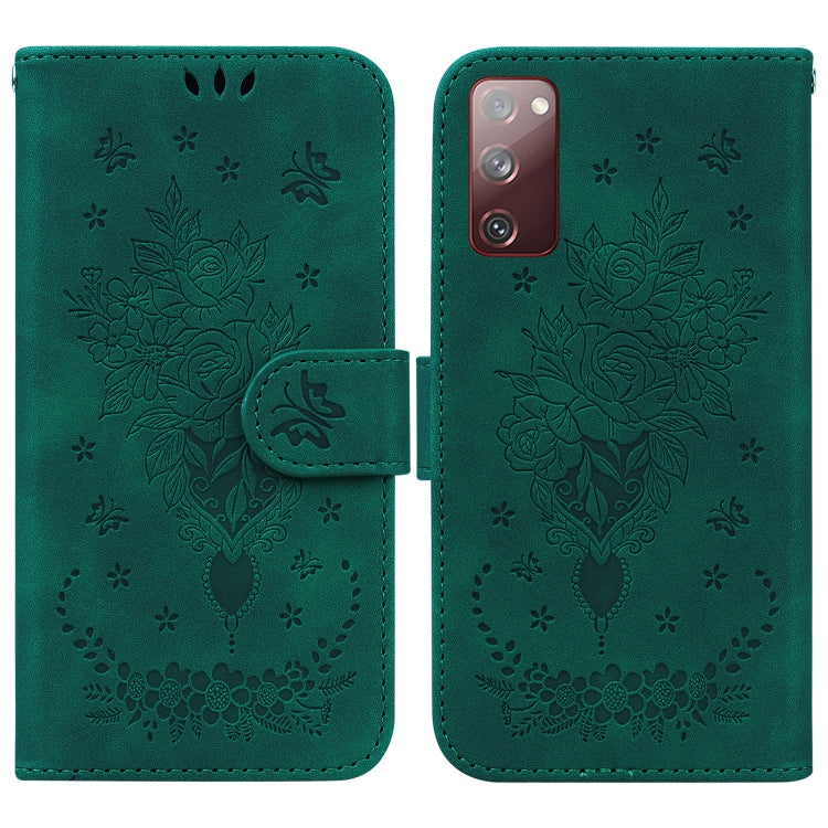 For Samsung Galaxy S20 FE 5G Butterfly Rose Embossed Leather Phone Case