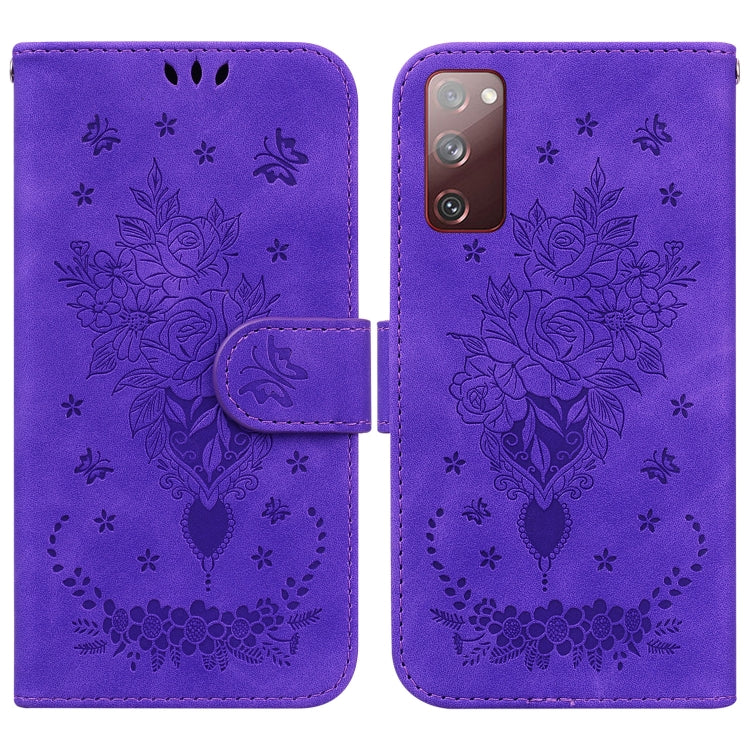 For Samsung Galaxy S20 FE 5G Butterfly Rose Embossed Leather Phone Case