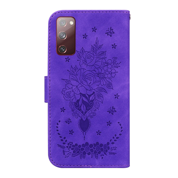 For Samsung Galaxy S20 FE 5G Butterfly Rose Embossed Leather Phone Case