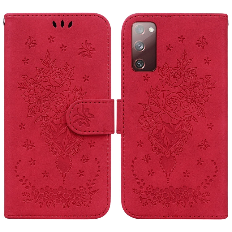 For Samsung Galaxy S20 FE 5G Butterfly Rose Embossed Leather Phone Case