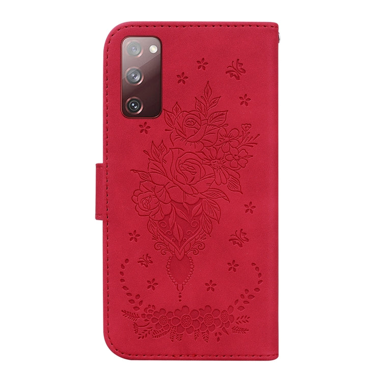 For Samsung Galaxy S20 FE 5G Butterfly Rose Embossed Leather Phone Case