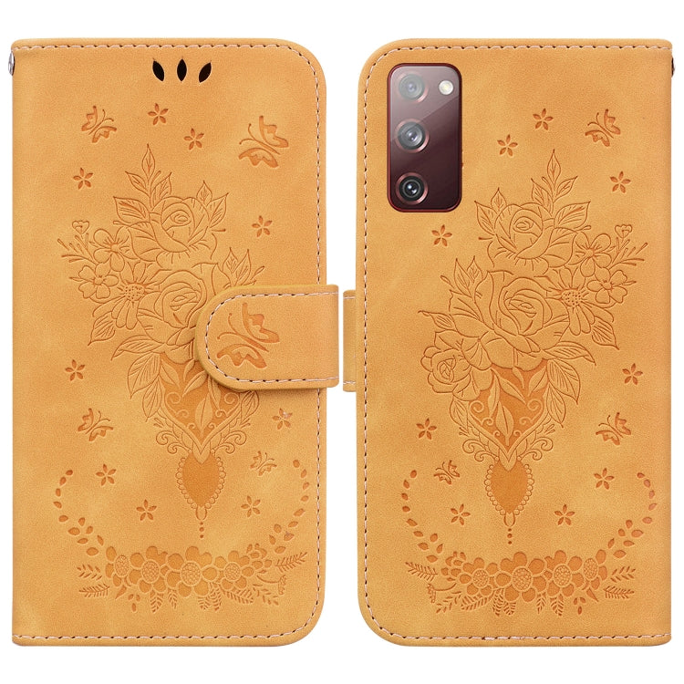 For Samsung Galaxy S20 FE 5G Butterfly Rose Embossed Leather Phone Case