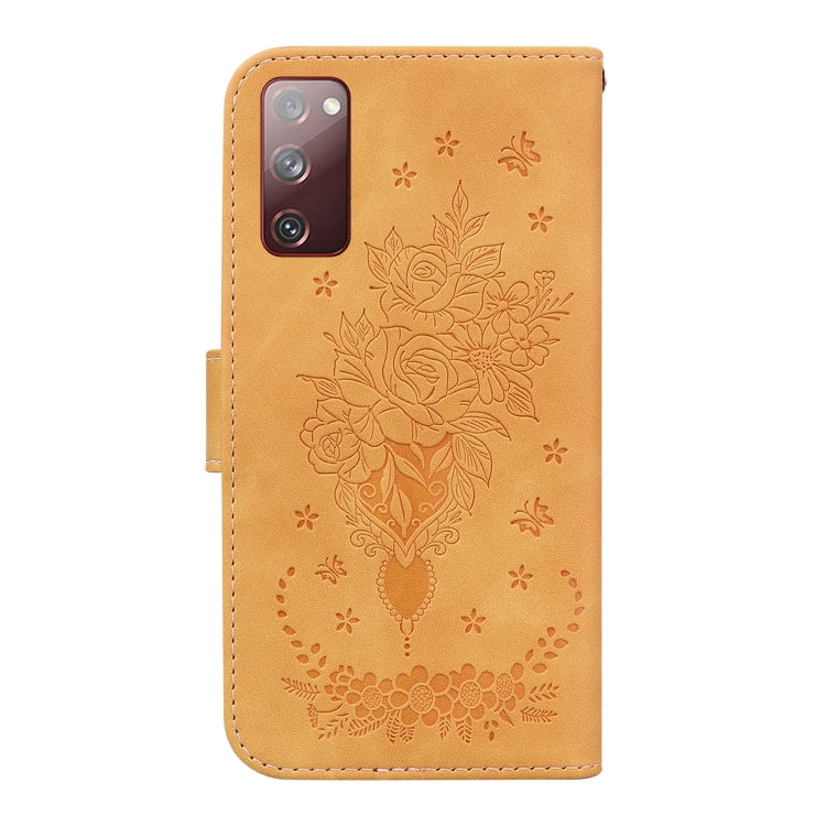 For Samsung Galaxy S20 FE 5G Butterfly Rose Embossed Leather Phone Case