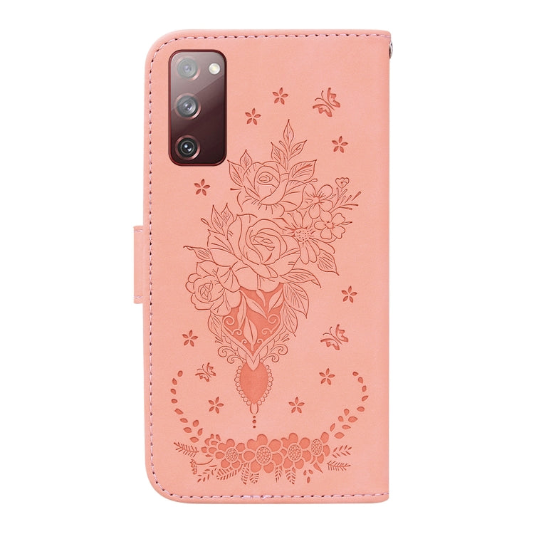For Samsung Galaxy S20 FE 5G Butterfly Rose Embossed Leather Phone Case