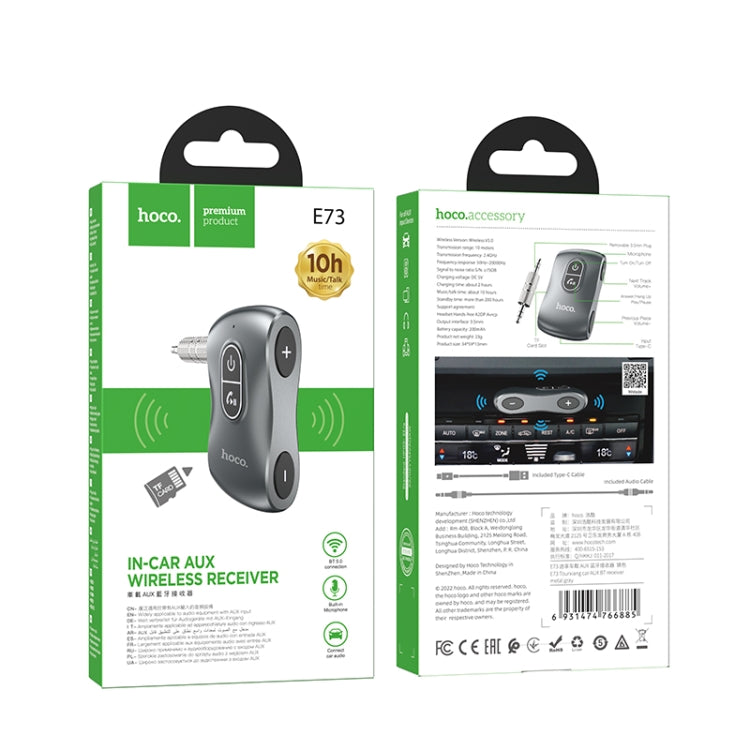 hoco E73 Tourxiang Car AUX Bluetooth Receiver(Metal Grey)